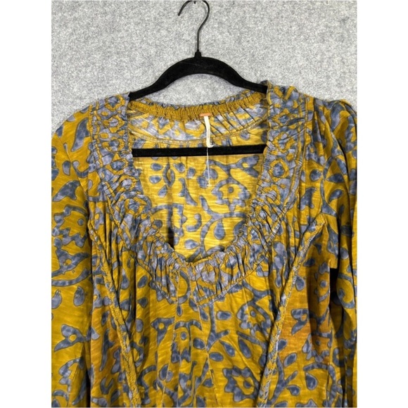 Free People Blouse Women XL Green On The Block Cropped Bell Sleeve - Picture 2 of 9